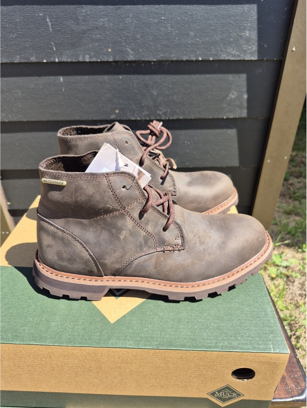 Muck Men's Freeman Outdoor Casual Leather Boot Size 8 Brown LMM-900 NEW $140 MSR